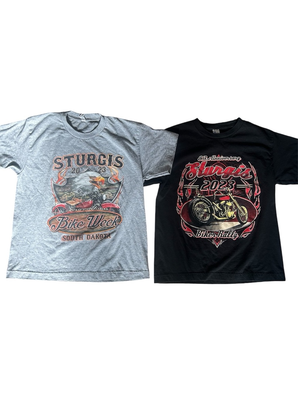 Kids Sturgis 2023 Bike Week Graphic Motorcycle Tees South Dakota Gray & Black S